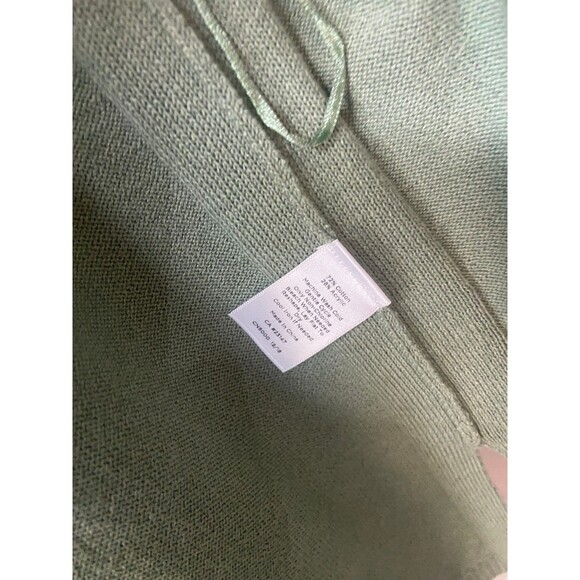 Talbots Open Front Cardigan Sweater Small Petites Green Long Sleeved Classic - Picture 5 of 8